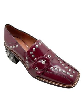 🆕{Coach} Signature Studded Buckle Leather Loafers